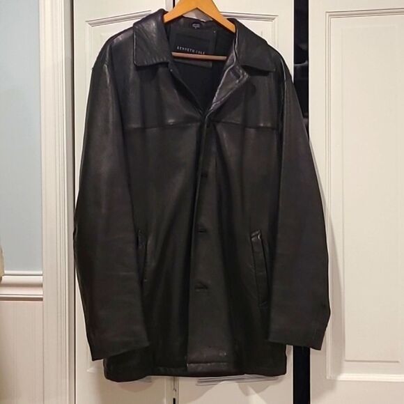 Kenneth Cole Leather Jacket Mens New York Bomber Black Coat Medium M